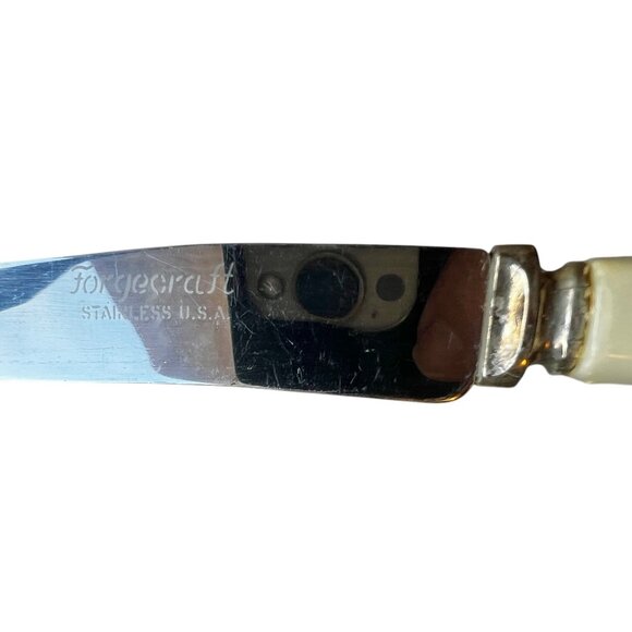 Forgecraft Genuine Stainless Steel Serrated Tip Steak Knife Set Of 6 With Pearli - Picture 3 of 7